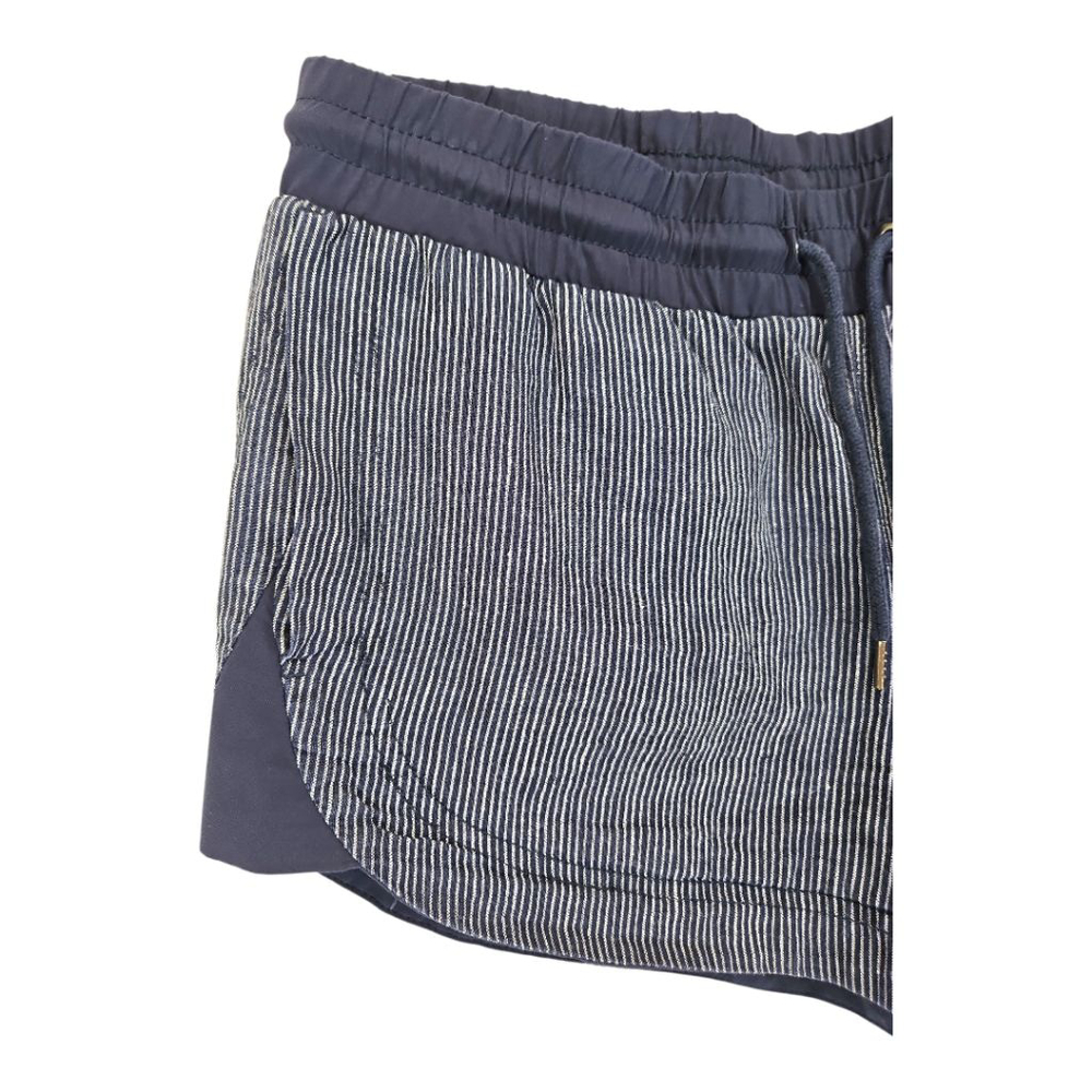 Athleta Beachside Bali Linen Blue Striped Shorts Size 6 - Picture 2 of 8